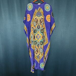 Navy Blue & Gold Bohemian Caftan